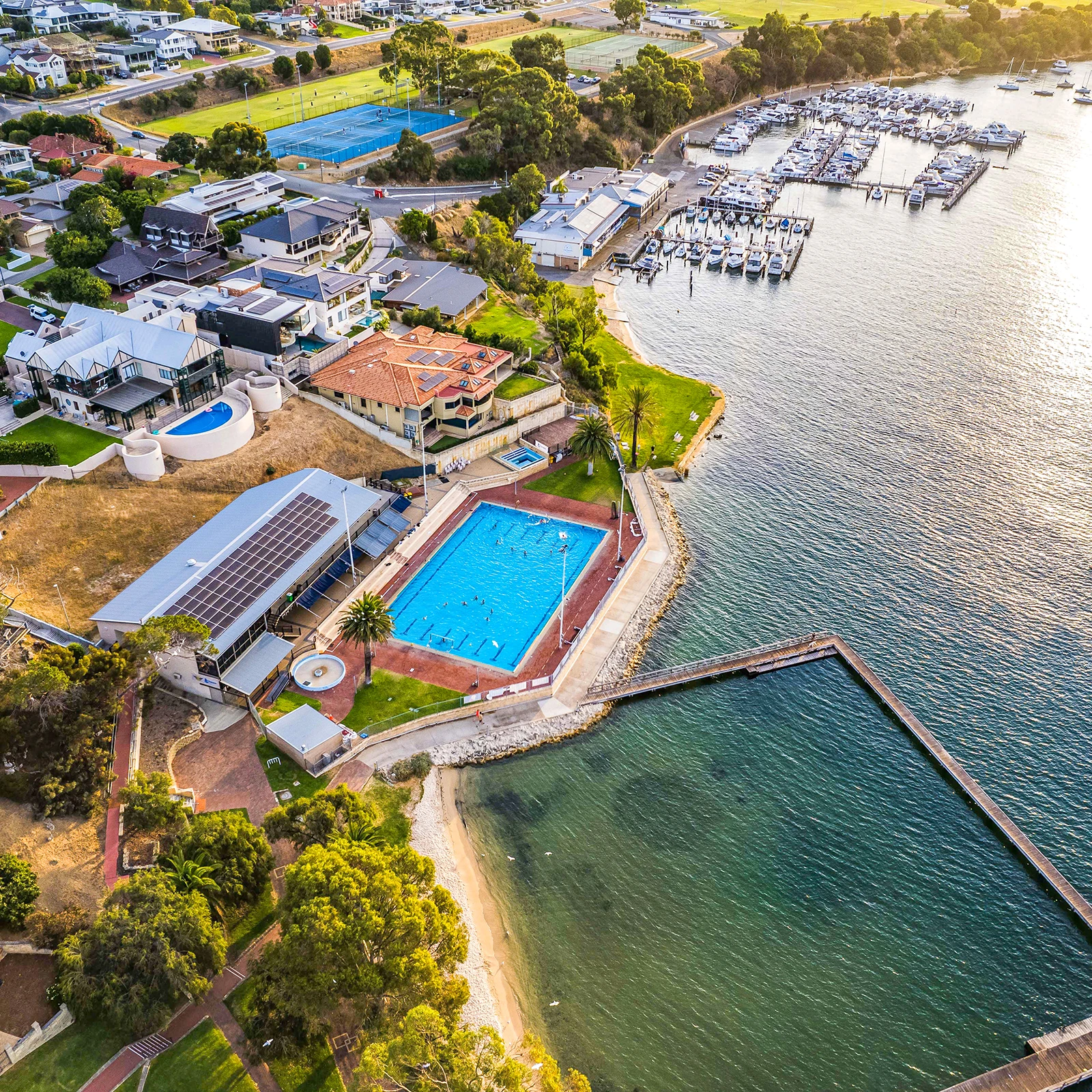 Aerial view of Applecross next to the riverside.