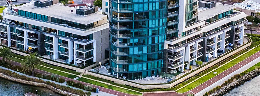 A partial aerial view of Applecross next to the riverside.